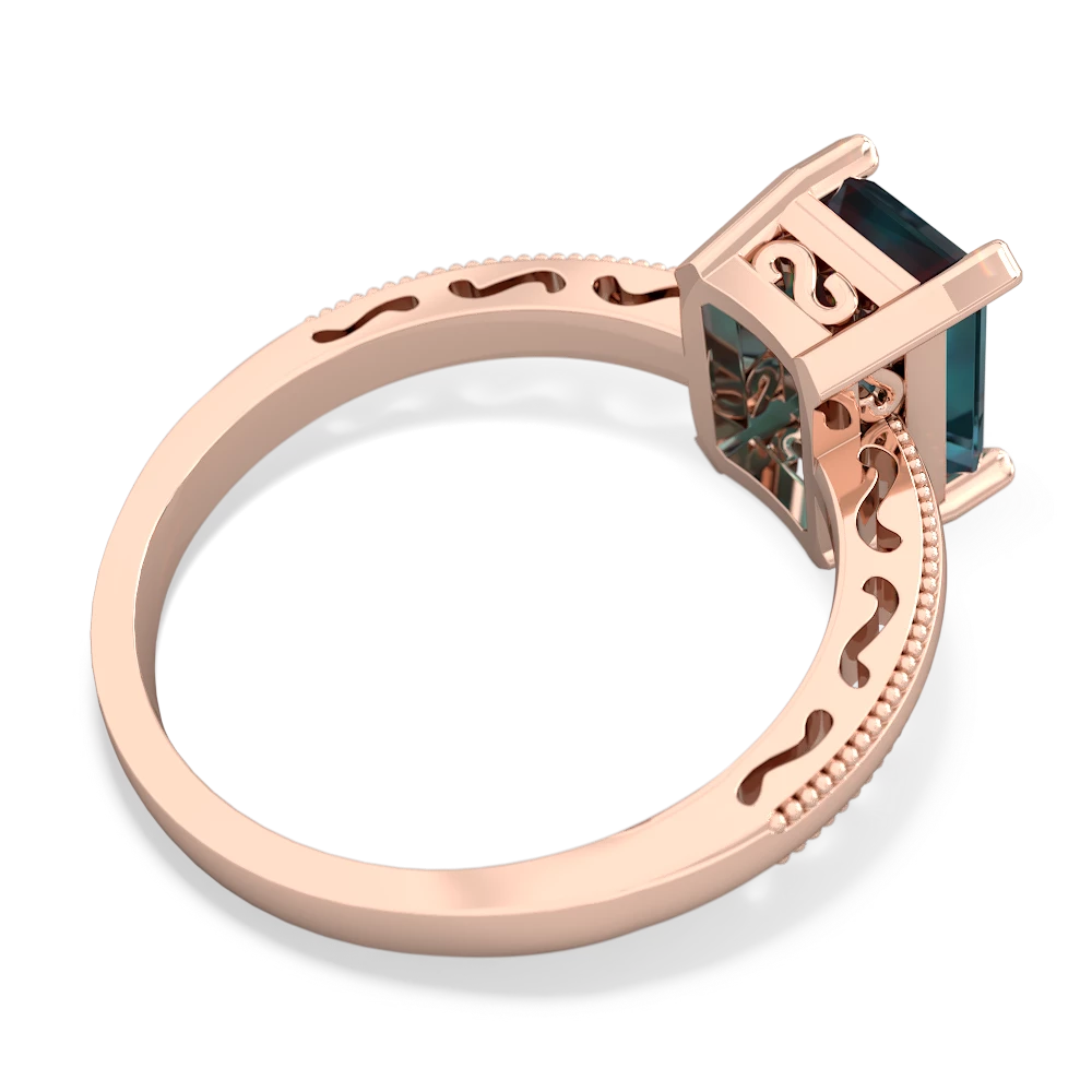 Alexandrite Milgrain Scroll 14K Rose Gold ring R2338