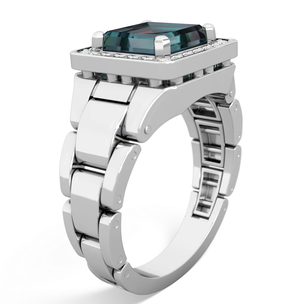 Alexandrite Men's Watch 14K White Gold ring R0510