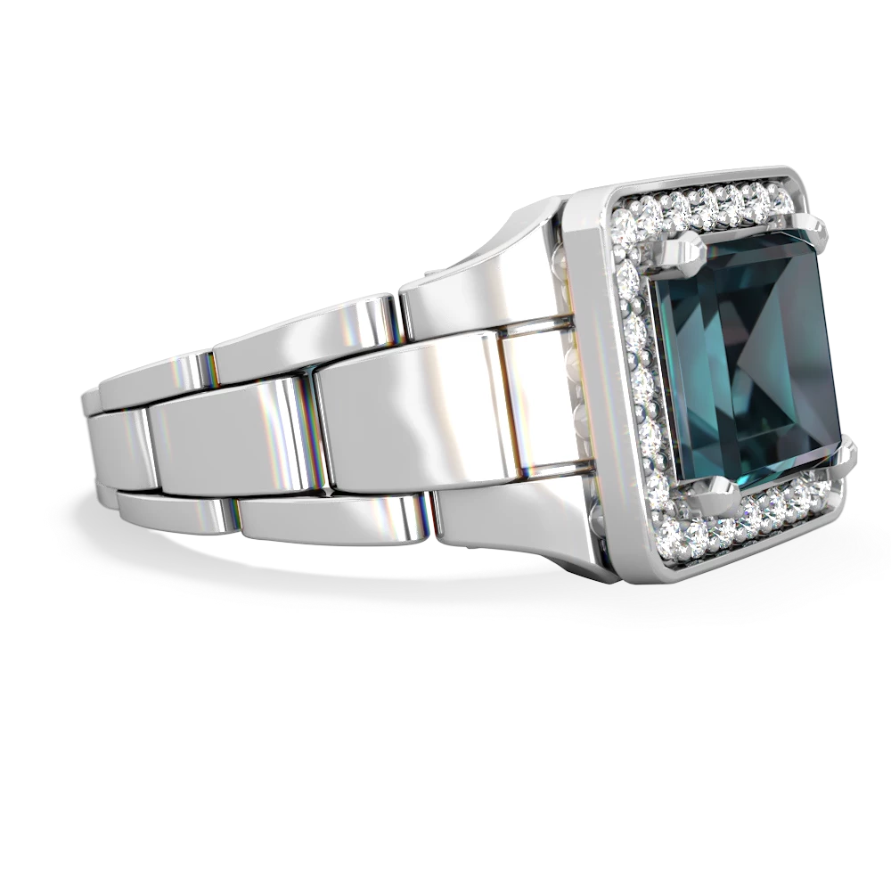 Alexandrite Men's Watch 14K White Gold ring R0510