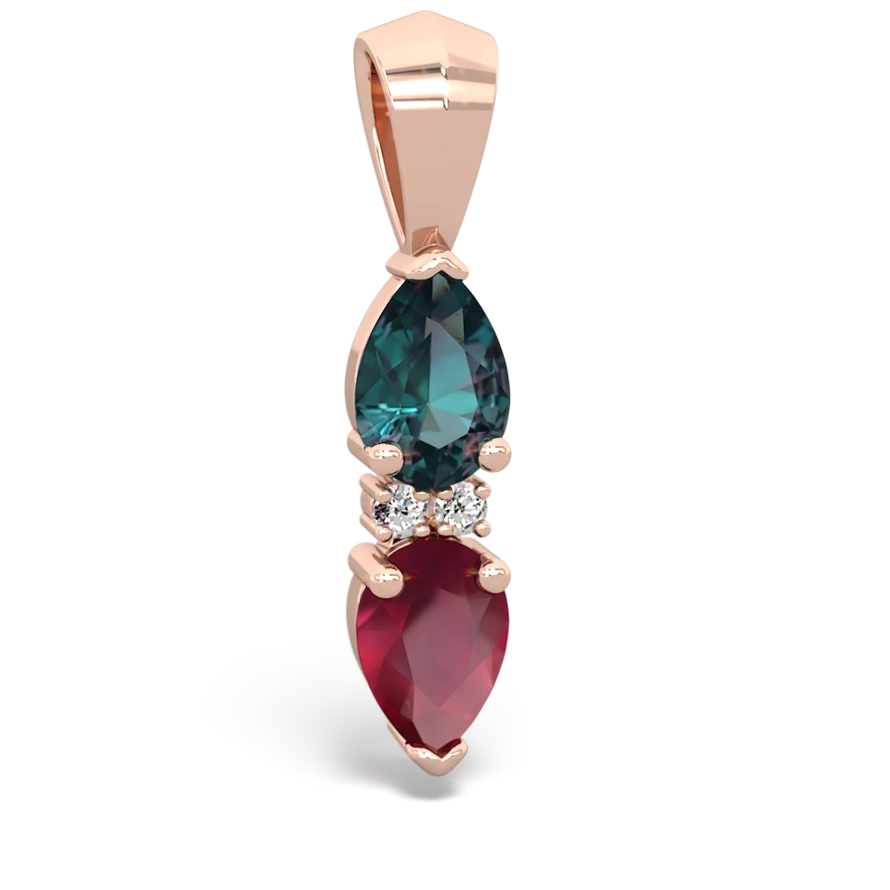 Alexandrite Bowtie Drop 14K Rose Gold pendant P0865