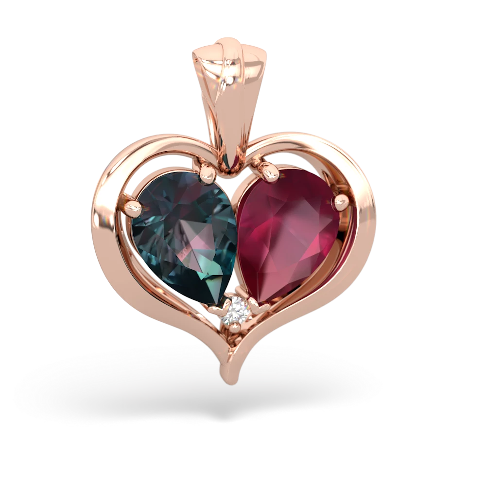 Alexandrite Two Become One 14K Rose Gold pendant P5330