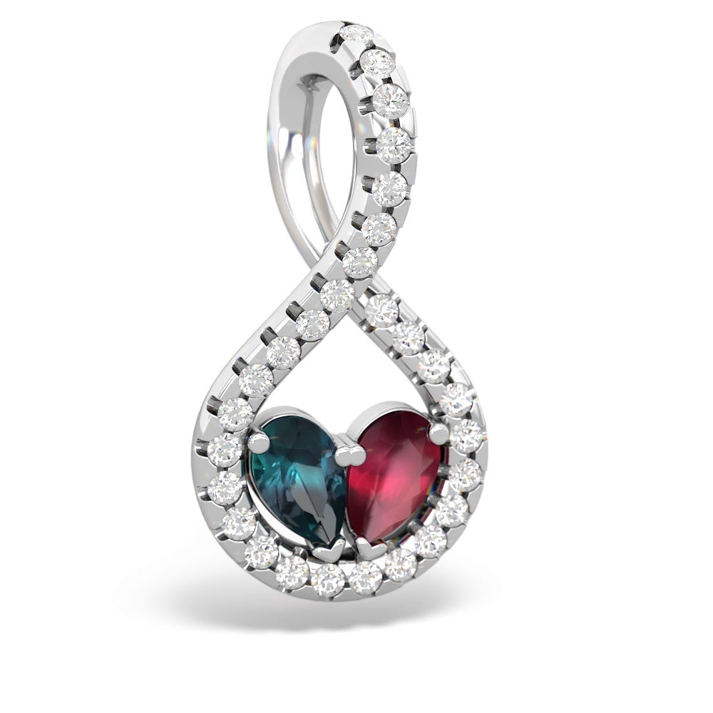 Alexandrite Pave Twist 'One Heart' 14K White Gold pendant P5360