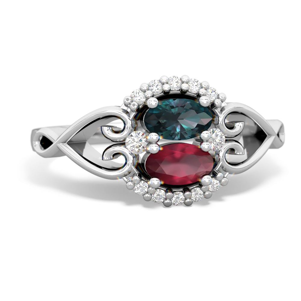 Alexandrite Love Nest 14K White Gold ring R5860