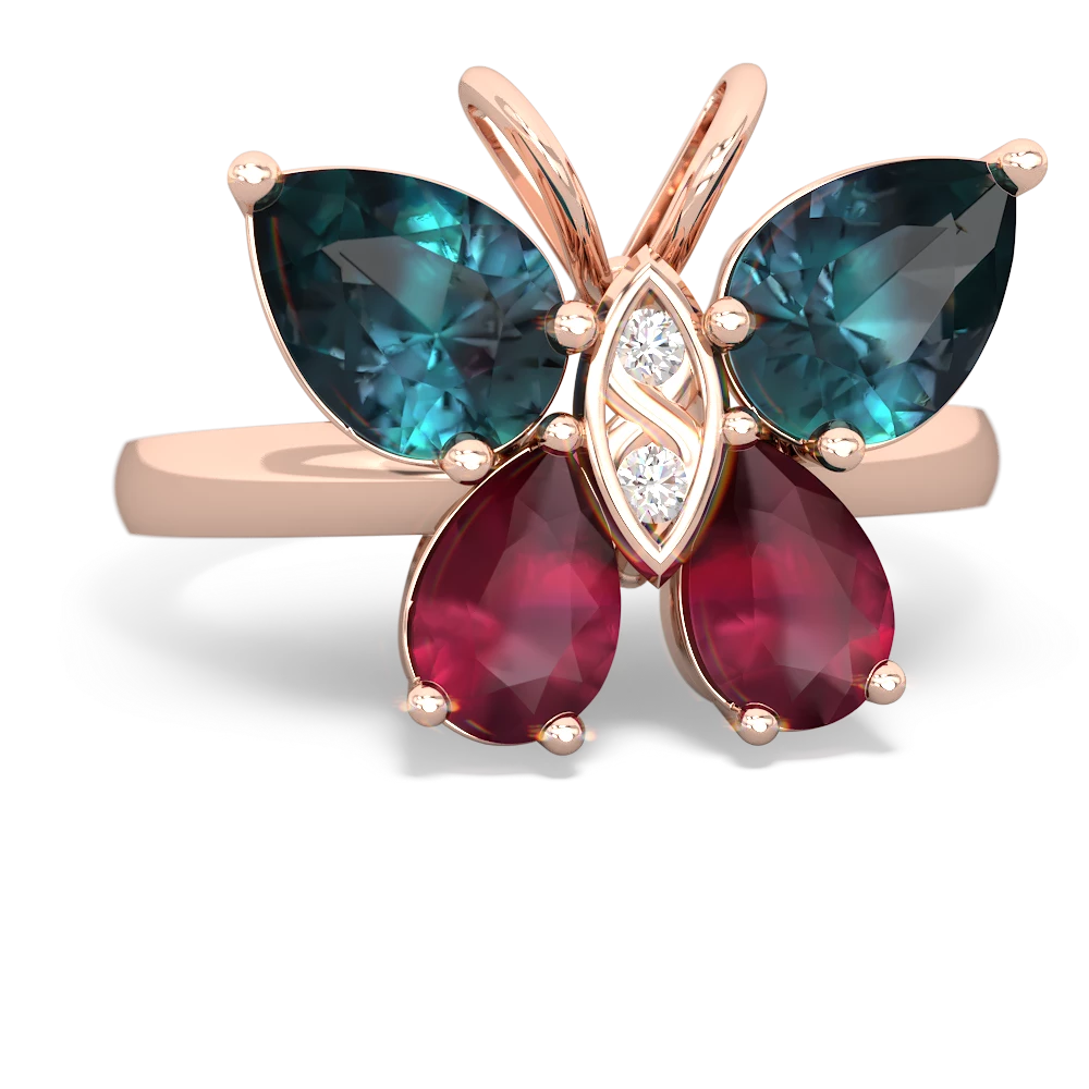 Alexandrite Butterfly 14K Rose Gold ring R2215