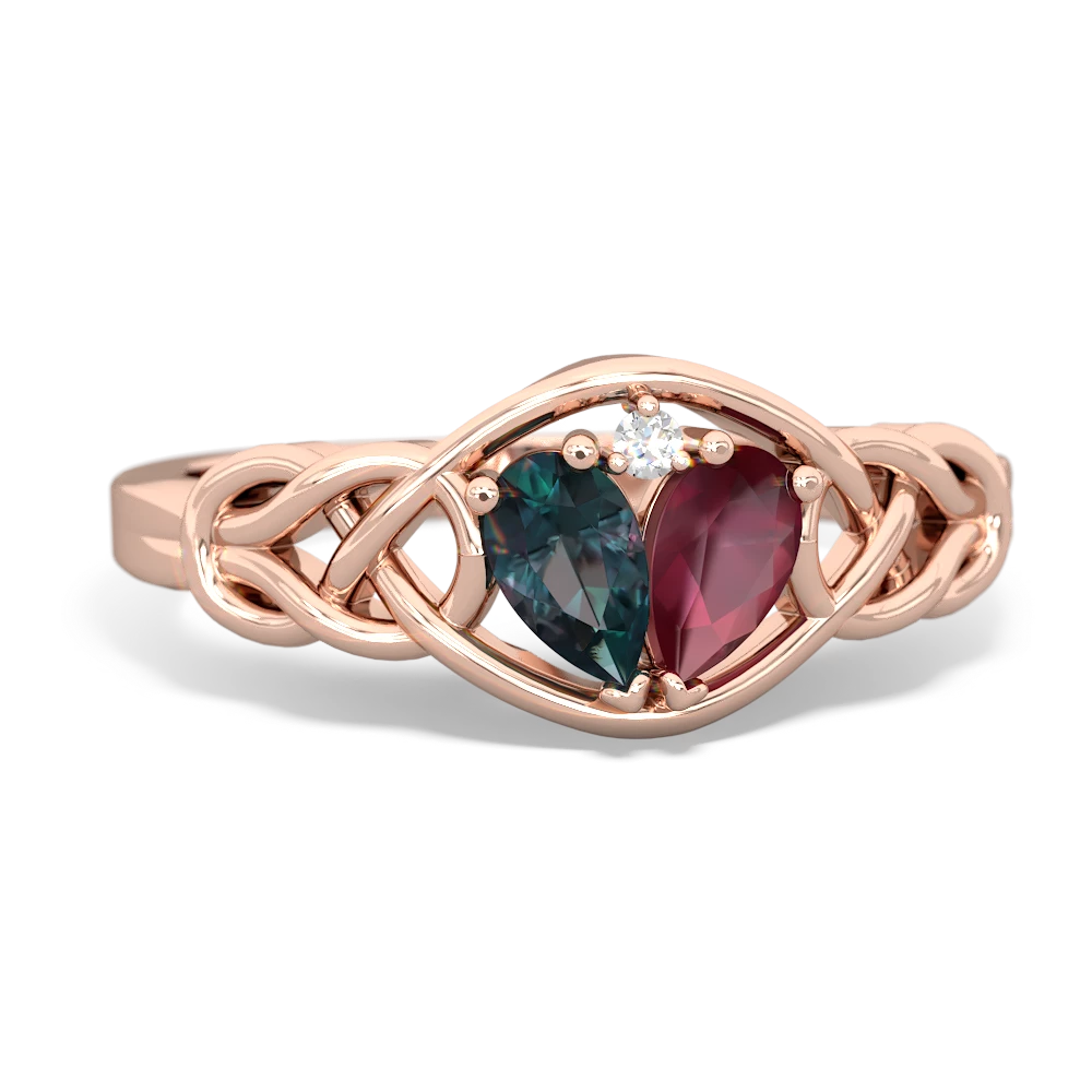 Alexandrite Celtic Love Knot 14K Rose Gold ring R5420