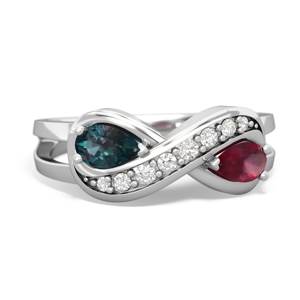 Alexandrite Diamond Infinity 14K White Gold ring R5390