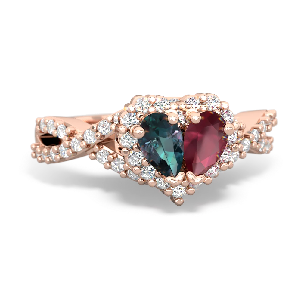 Alexandrite Diamond Twist 'One Heart' 14K Rose Gold ring R2640HRT