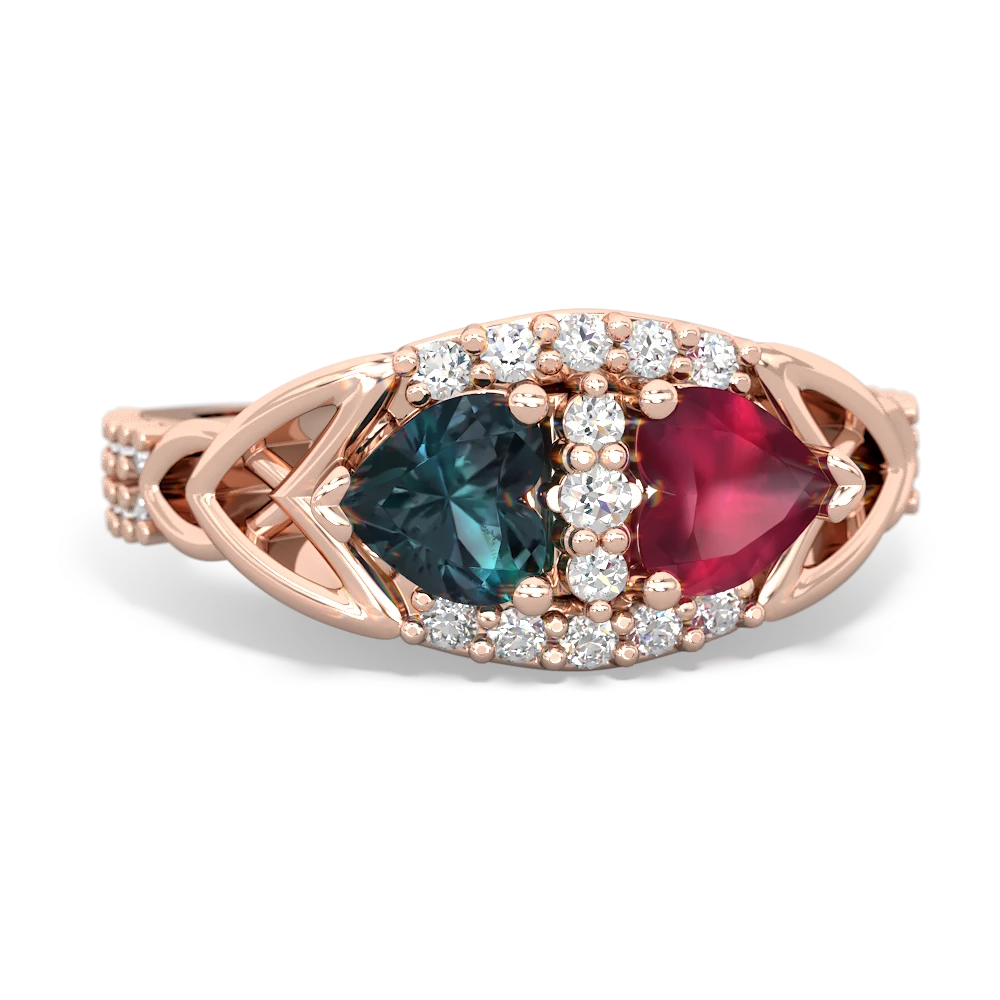 Alexandrite Sparkling Celtic Knot 14K Rose Gold ring R2645