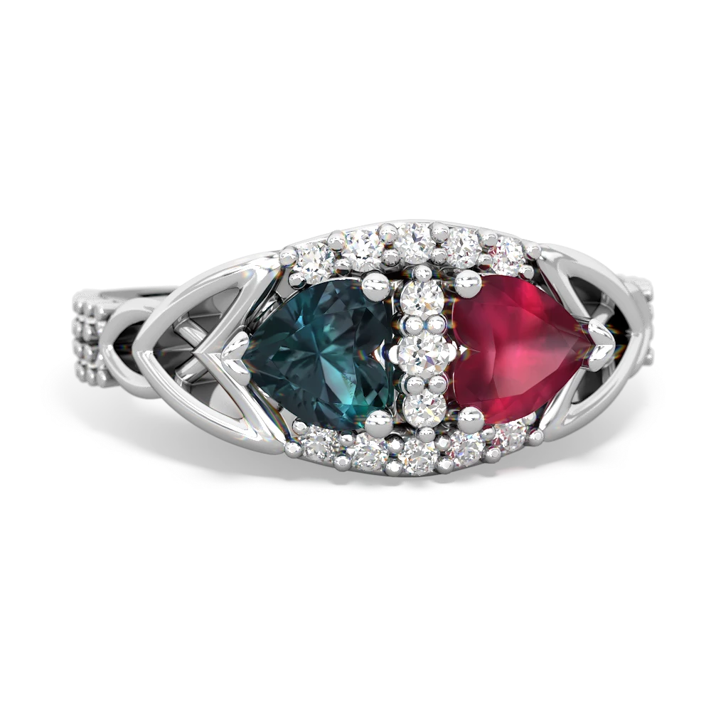 Alexandrite Sparkling Celtic Knot 14K White Gold ring R2645