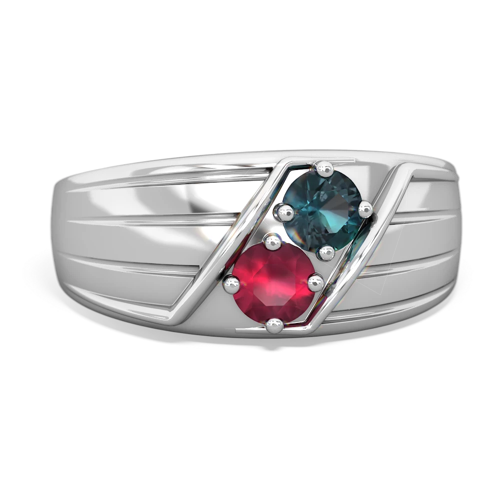 Alexandrite Men's Streamline 14K White Gold ring R0460