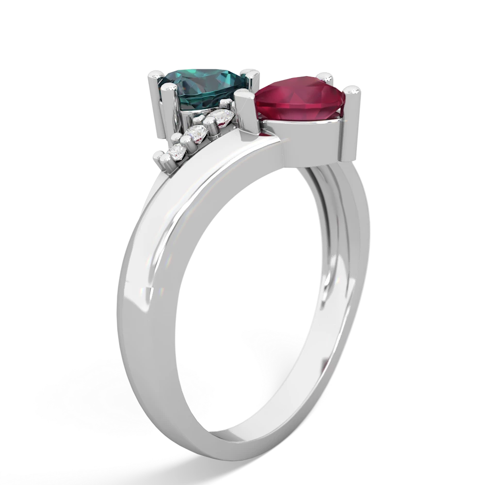 Alexandrite Heart To Heart 14K White Gold ring R2064