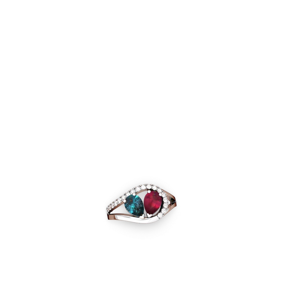 Alexandrite Nestled Heart Keepsake 14K White Gold ring R5650