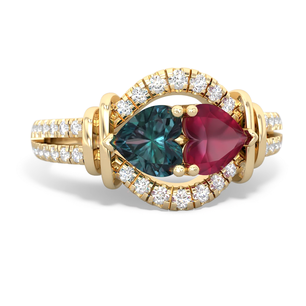 Alexandrite Art-Deco Keepsake 14K Yellow Gold ring R5630