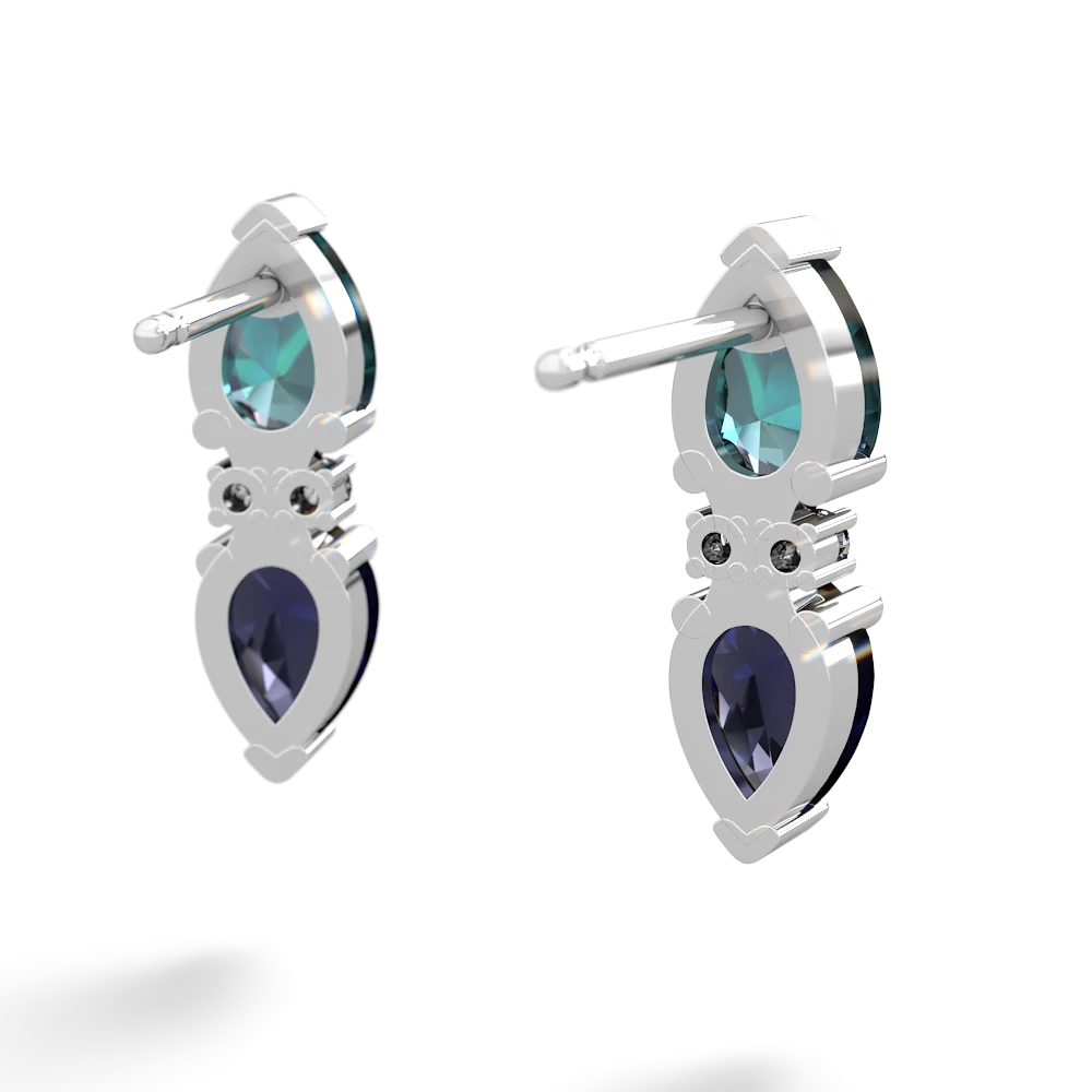 Alexandrite Bowtie Drop 14K White Gold earrings E0865