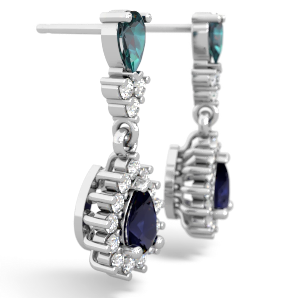 Alexandrite Halo Pear Dangle 14K White Gold earrings E1882