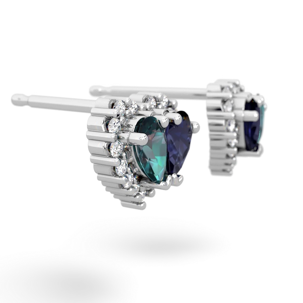 Alexandrite Halo 14K White Gold earrings E7008