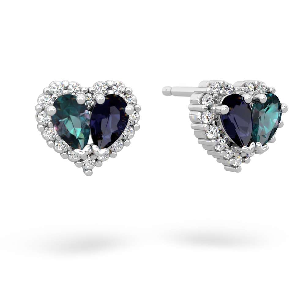 Alexandrite Halo 14K White Gold earrings E7008