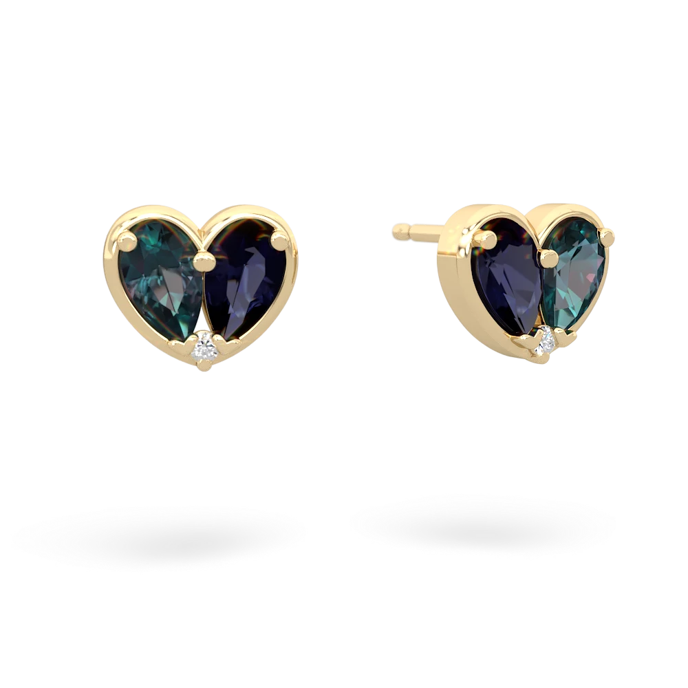 Alexandrite 'Our Heart' 14K Yellow Gold earrings E5072