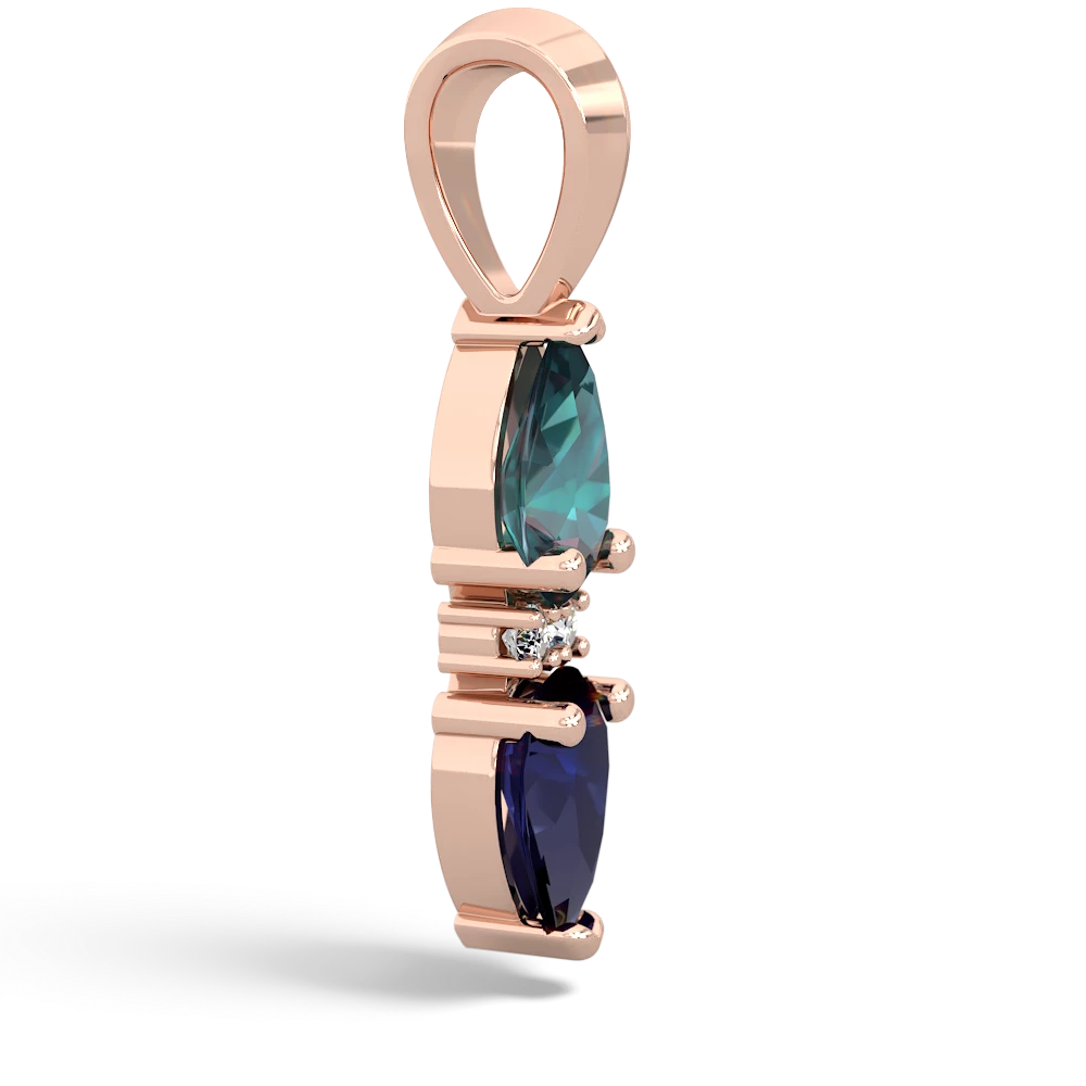 Alexandrite Bowtie Drop 14K Rose Gold pendant P0865