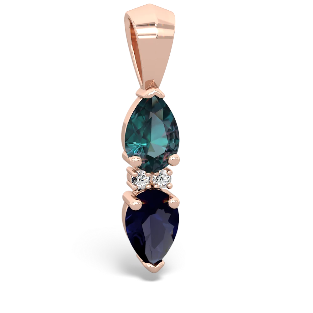 Alexandrite Bowtie Drop 14K Rose Gold pendant P0865