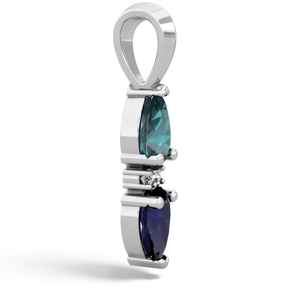 Alexandrite Bowtie Drop 14K White Gold pendant P0865