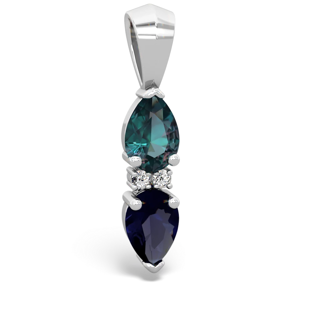 Alexandrite Bowtie Drop 14K White Gold pendant P0865