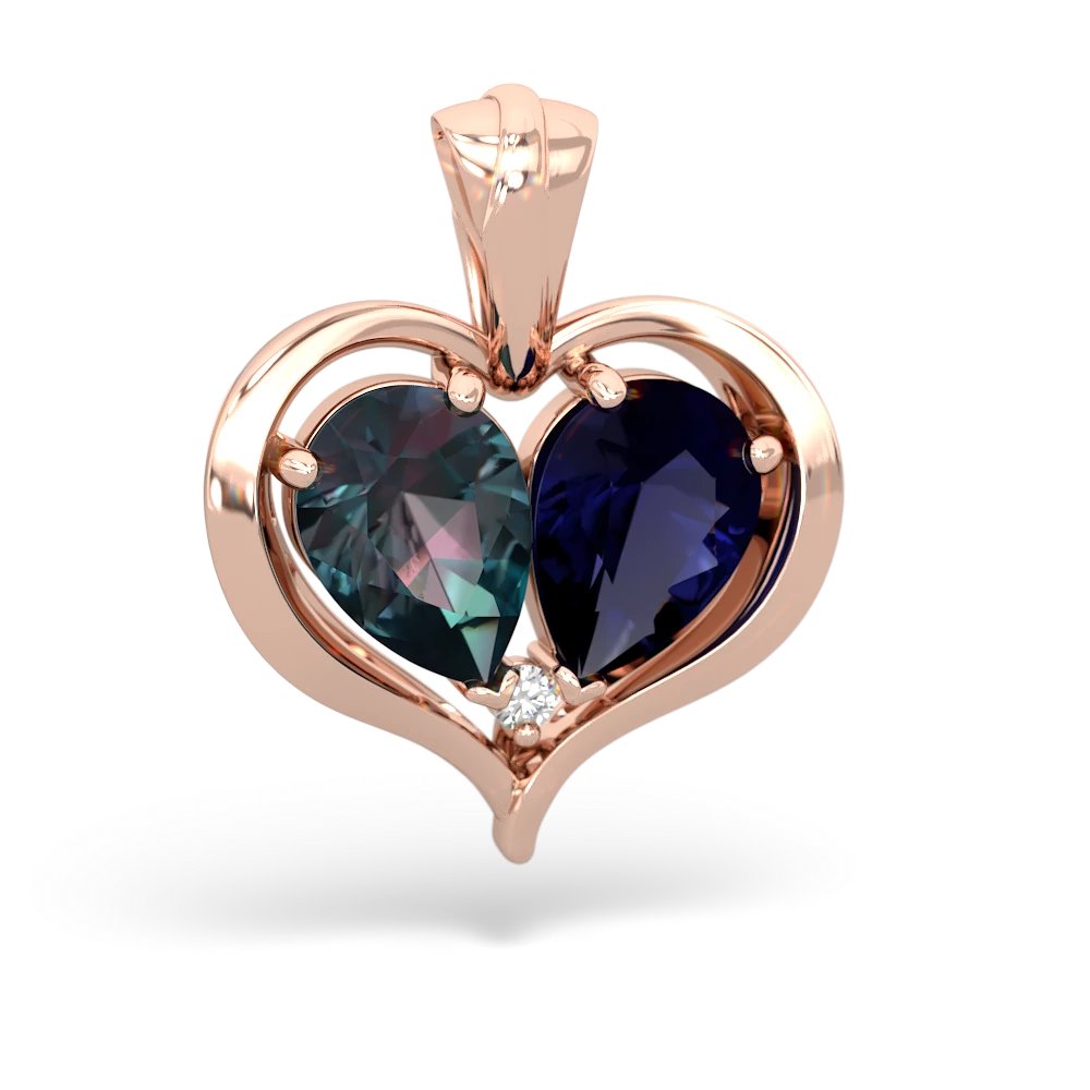 Alexandrite Two Become One 14K Rose Gold pendant P5330