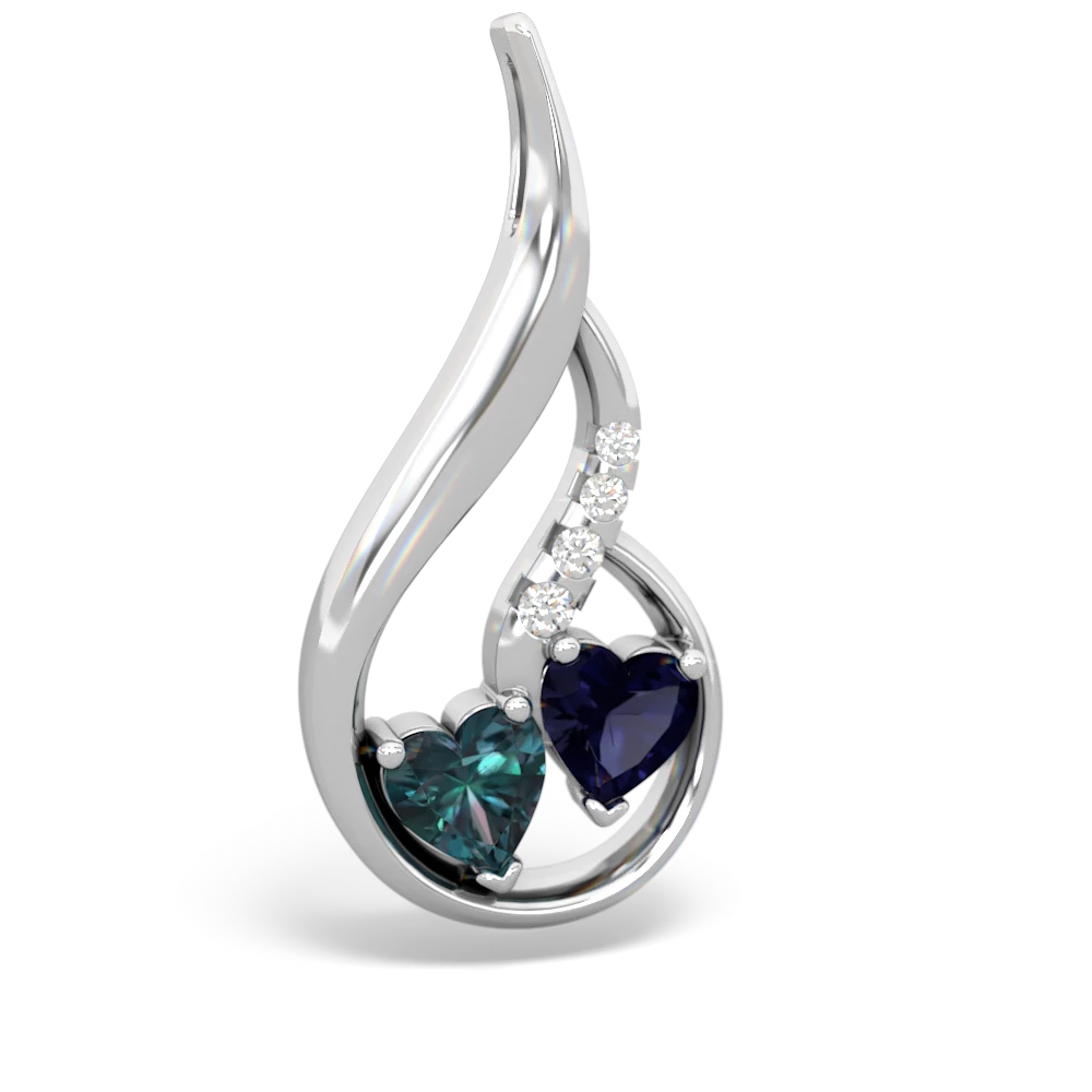 Alexandrite Keepsake Curves 14K White Gold pendant P5450