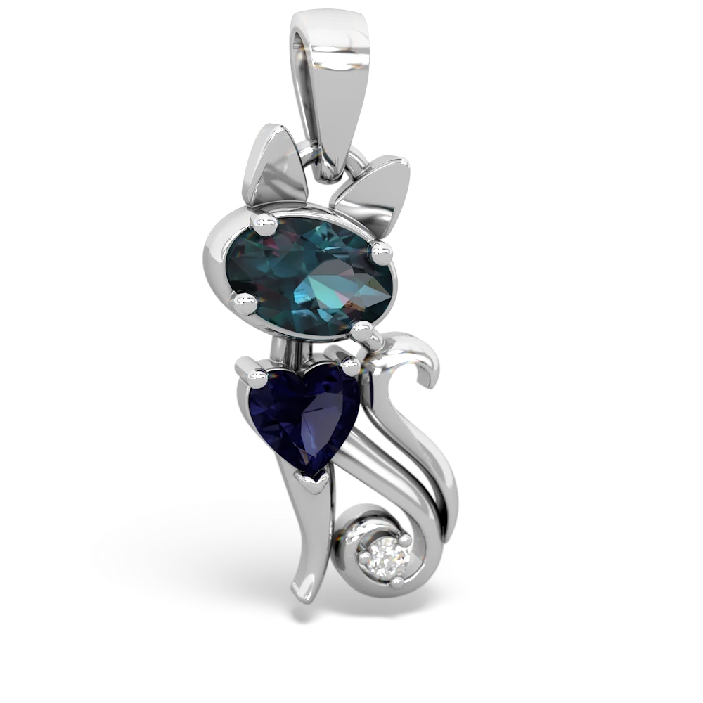 Alexandrite Kitten 14K White Gold pendant P5780