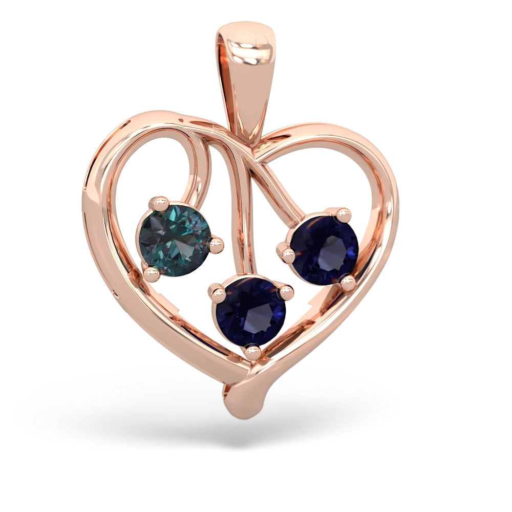 Alexandrite Glowing Heart 14K Rose Gold pendant P2233