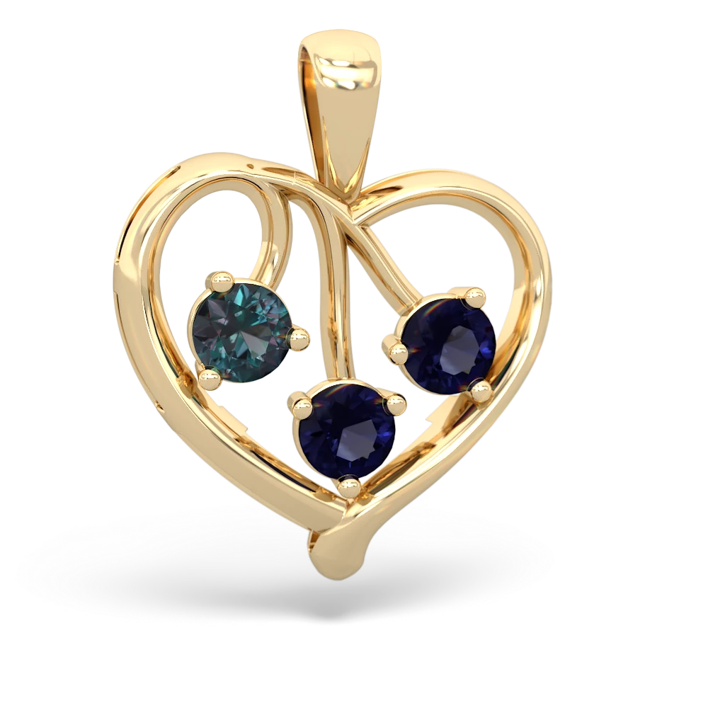 Alexandrite Glowing Heart 14K Yellow Gold pendant P2233