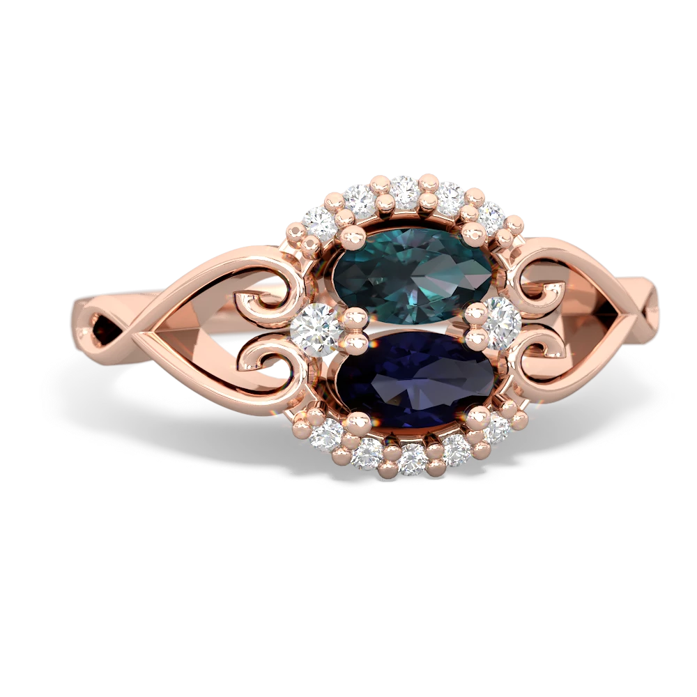 Alexandrite Love Nest 14K Rose Gold ring R5860