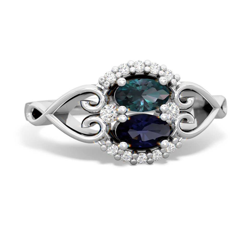 Alexandrite Love Nest 14K White Gold ring R5860