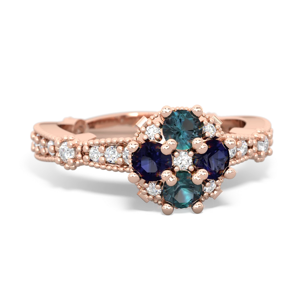 Alexandrite Sparkling Tiara Cluster 14K Rose Gold ring R26293RD