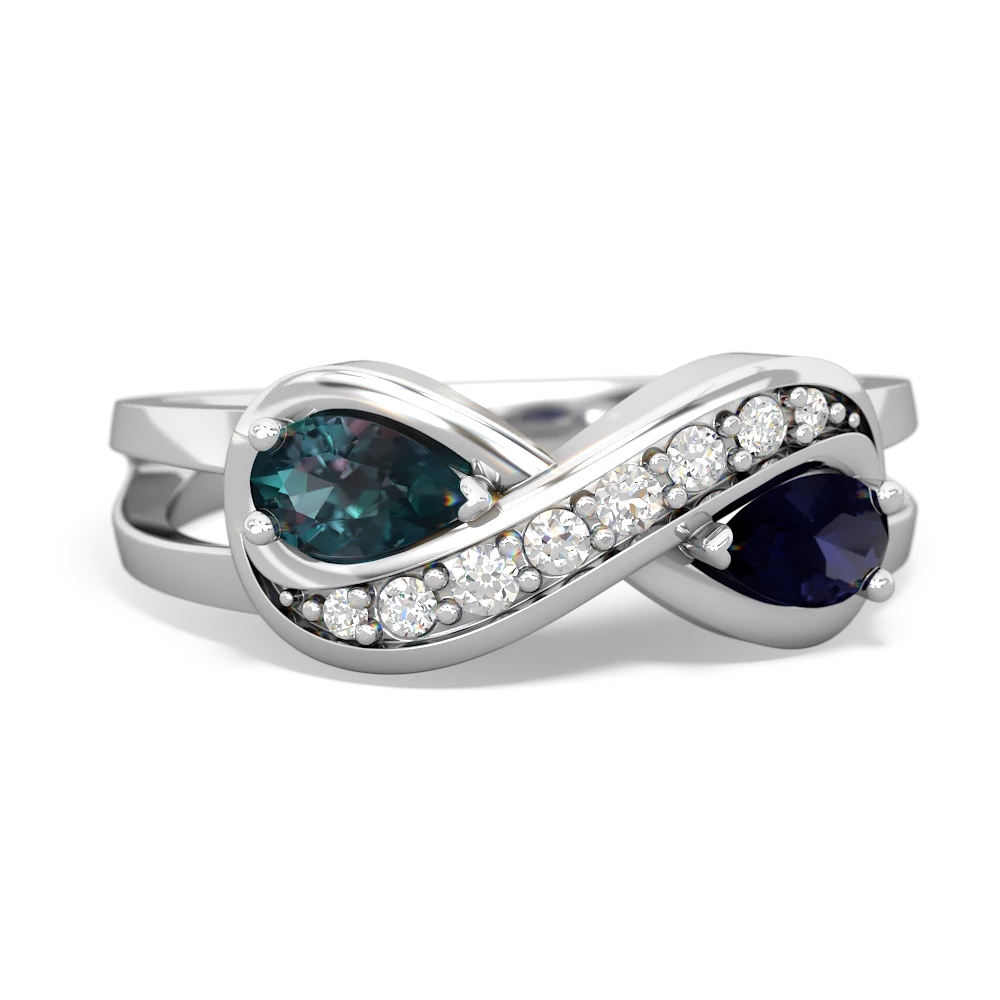 Alexandrite Diamond Infinity 14K White Gold ring R5390