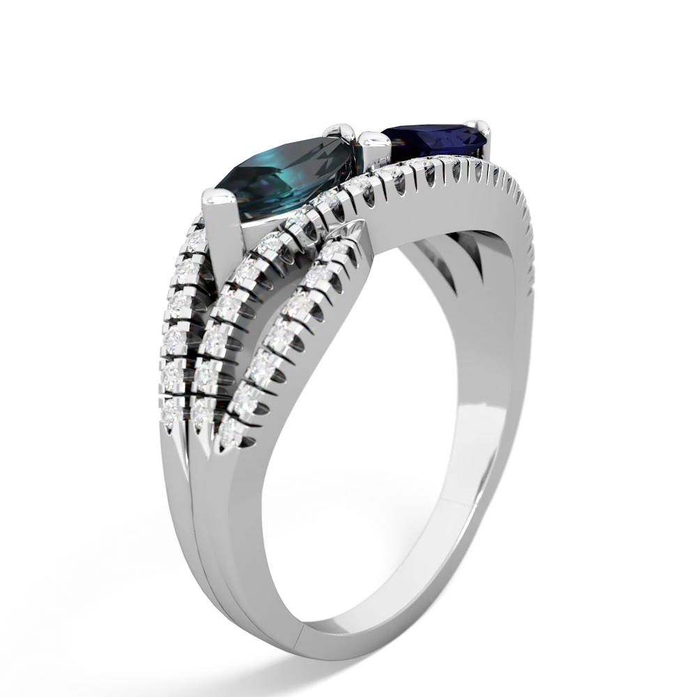 Alexandrite Diamond Rivers 14K White Gold ring R3070