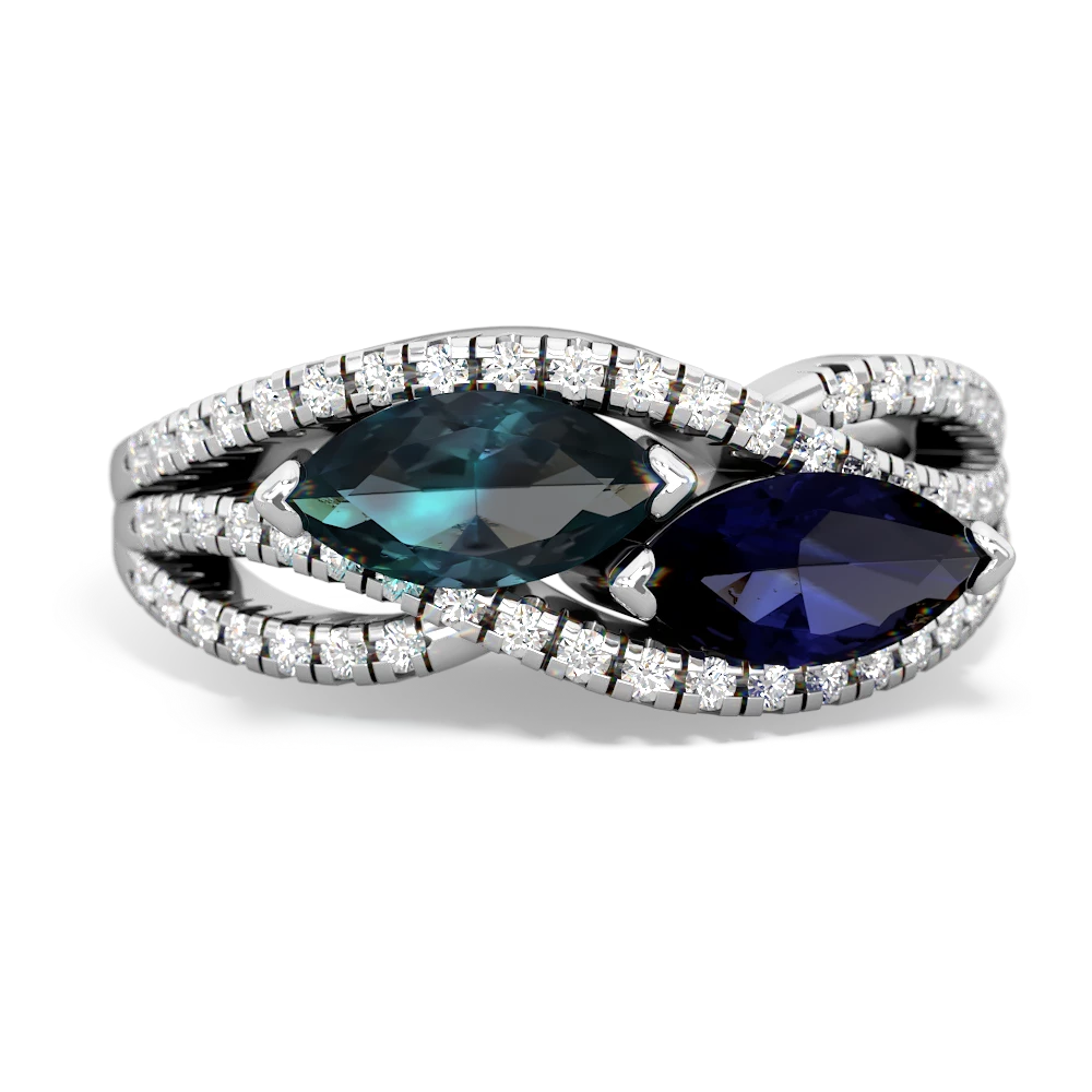 Alexandrite Diamond Rivers 14K White Gold ring R3070