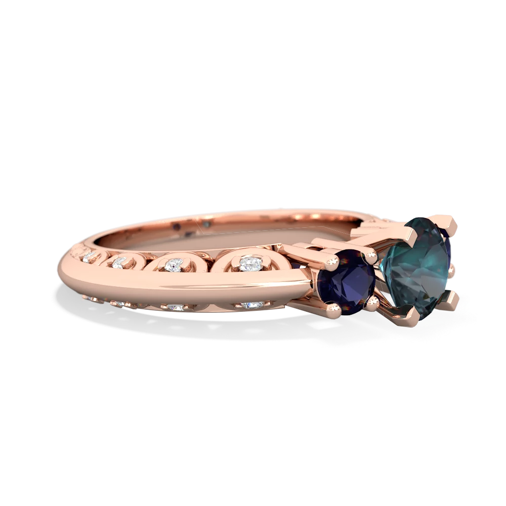 Alexandrite Art Deco Eternal Embrace Engagement 14K Rose Gold ring C2003