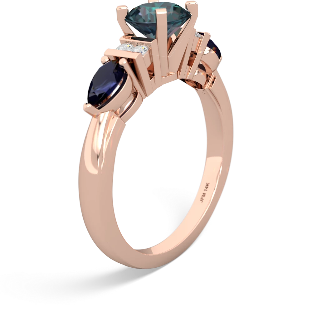 Alexandrite 6Mm Round Eternal Embrace Engagement 14K Rose Gold ring R2005