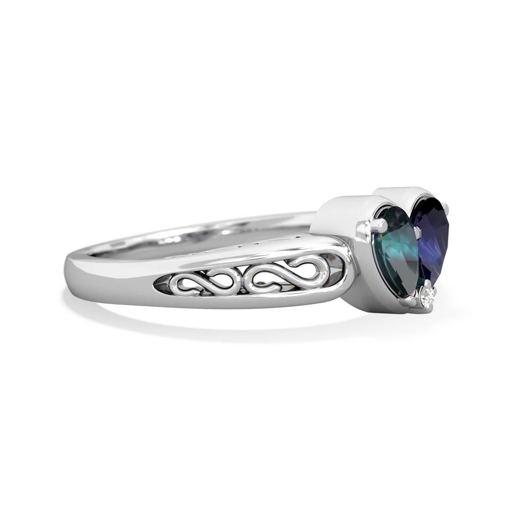 Alexandrite Filligree 'One Heart' 14K White Gold ring R5070