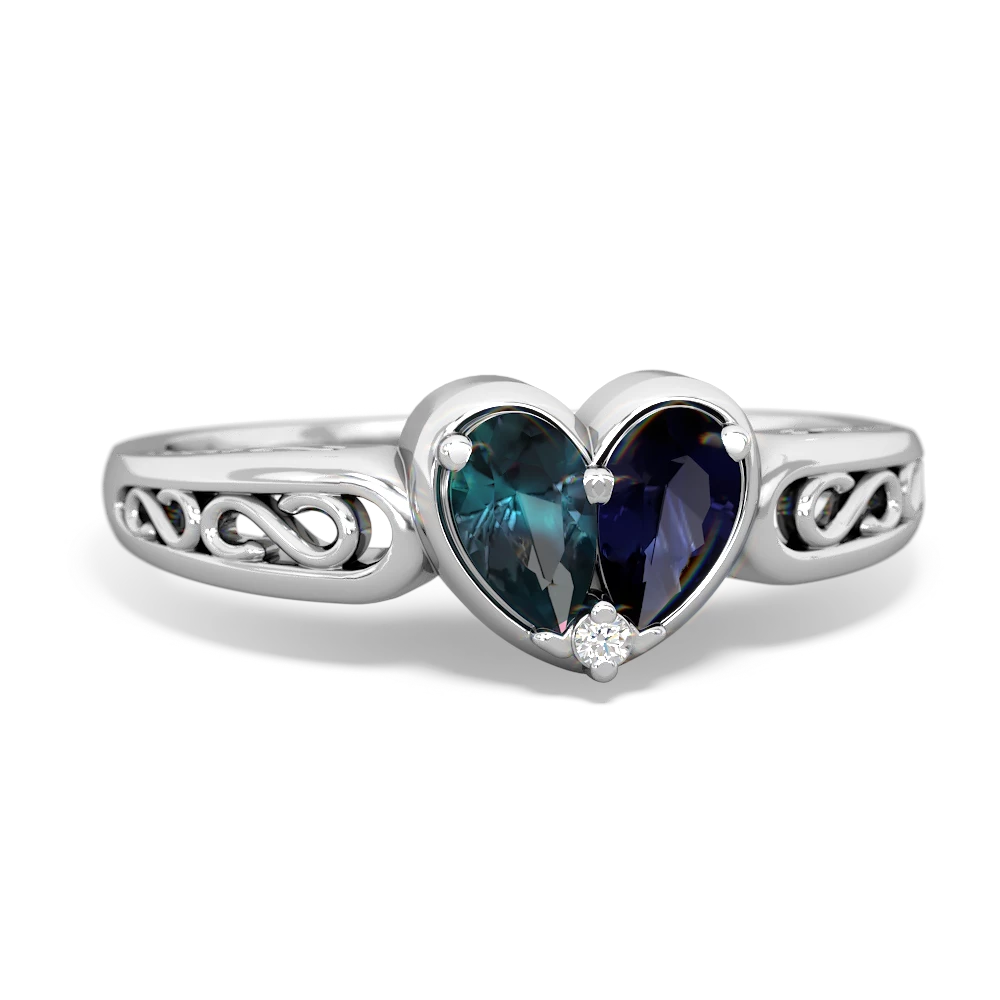 Alexandrite Filligree 'One Heart' 14K White Gold ring R5070