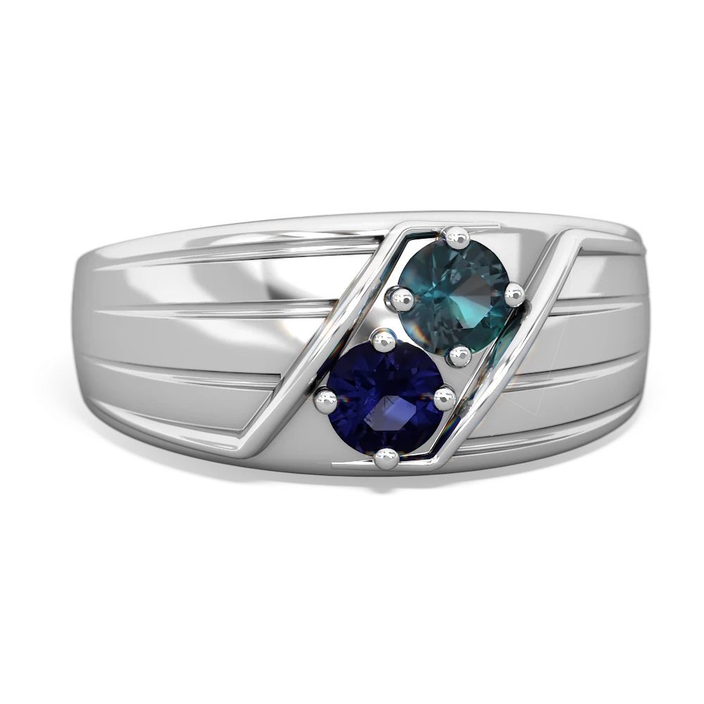 Alexandrite Men's Streamline 14K White Gold ring R0460