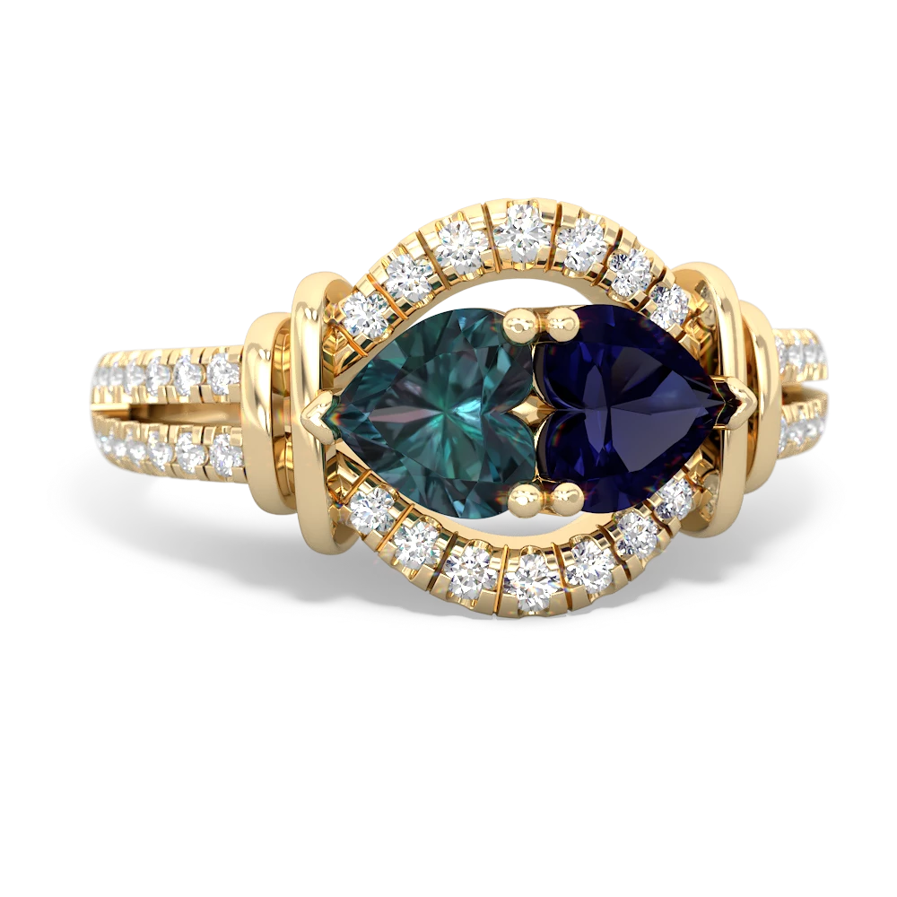 Alexandrite Art-Deco Keepsake 14K Yellow Gold ring R5630