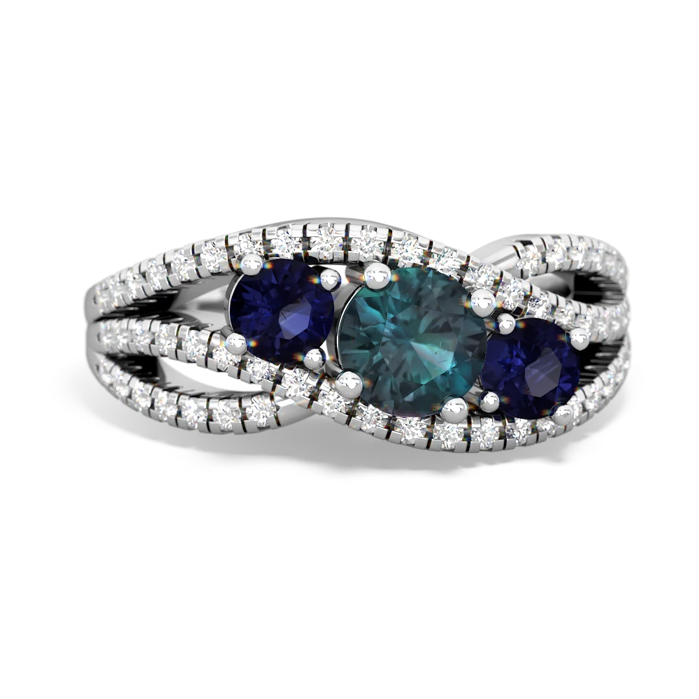 Alexandrite Three Stone Aurora 14K White Gold ring R3080