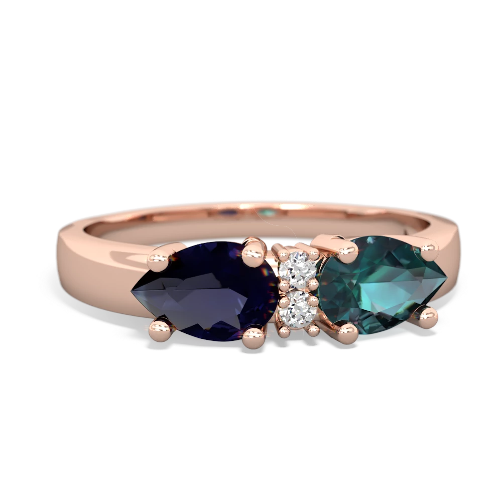 Alexandrite Pear Bowtie 14K Rose Gold ring R0865