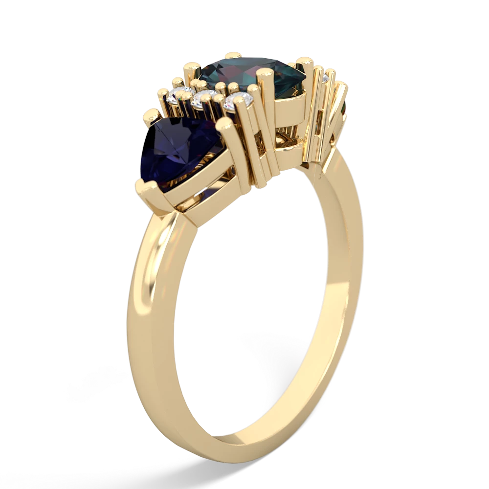 Alexandrite Antique Style Three Stone 14K Yellow Gold ring R2186