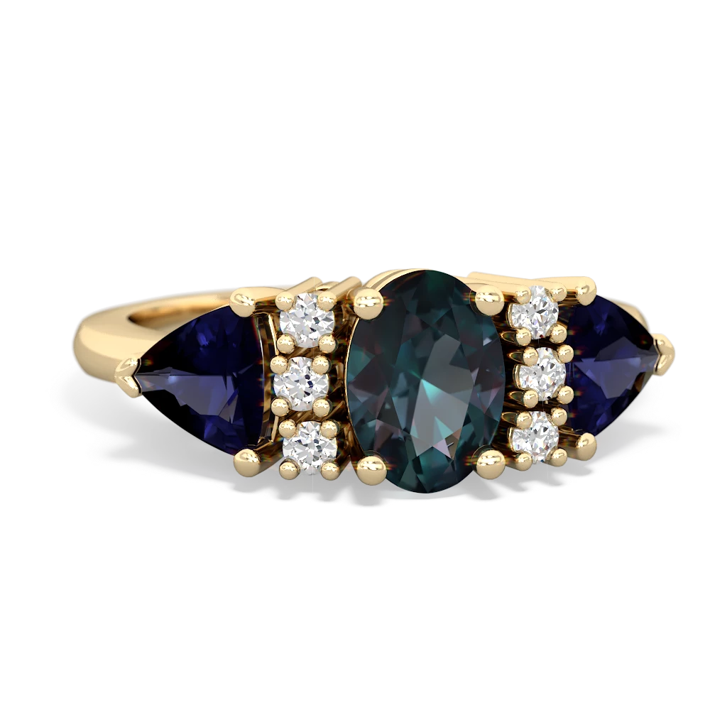 Alexandrite Antique Style Three Stone 14K Yellow Gold ring R2186