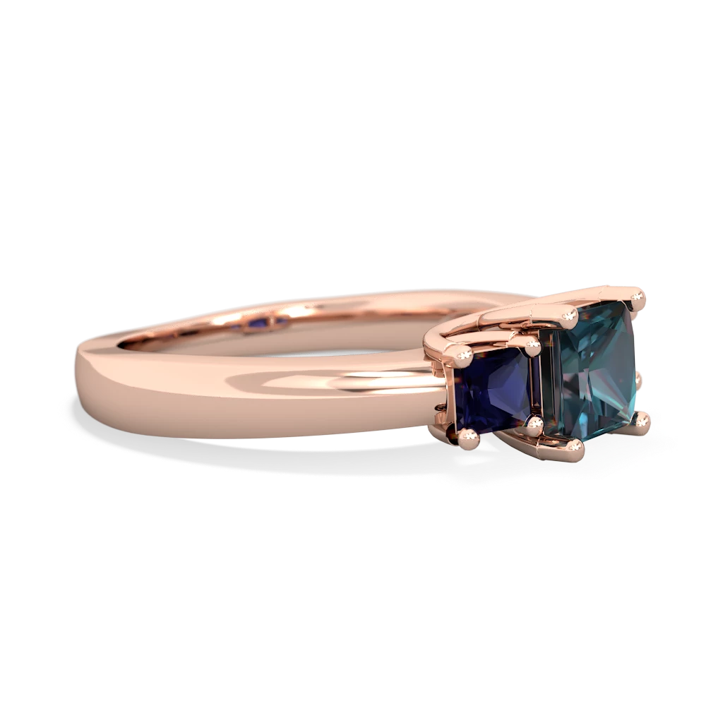 Alexandrite Three Stone Trellis 14K Rose Gold ring R4015