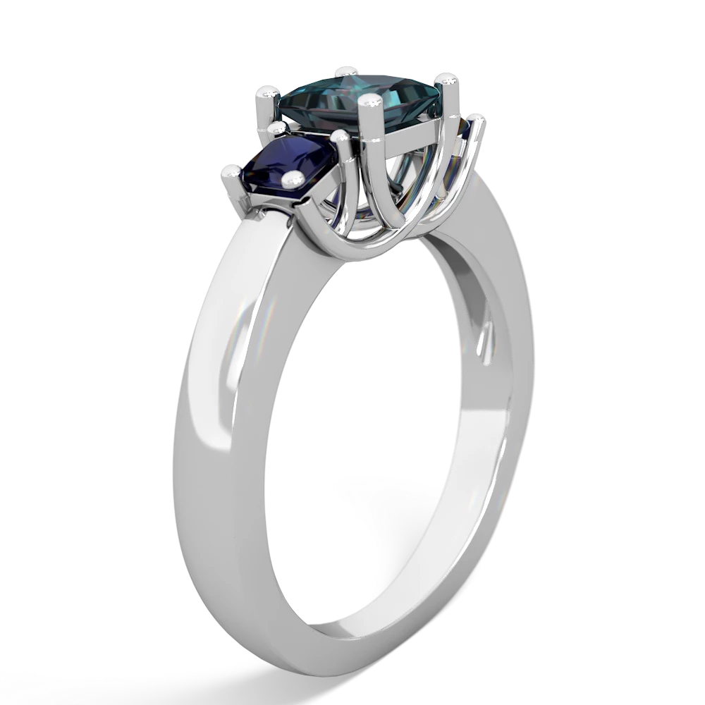 Alexandrite Three Stone Trellis 14K White Gold ring R4015