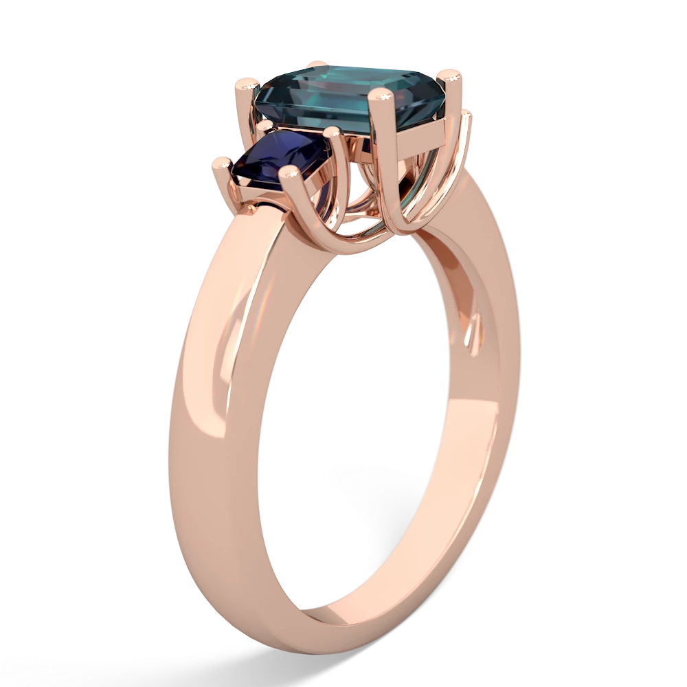 Alexandrite Three Stone Emerald-Cut Trellis 14K Rose Gold ring R4021